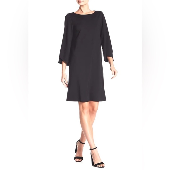 LAFAYETTE 148 New York Black PALOMA Bell Sleeve Punto Milano Shift Dress - Picture 3 of 12